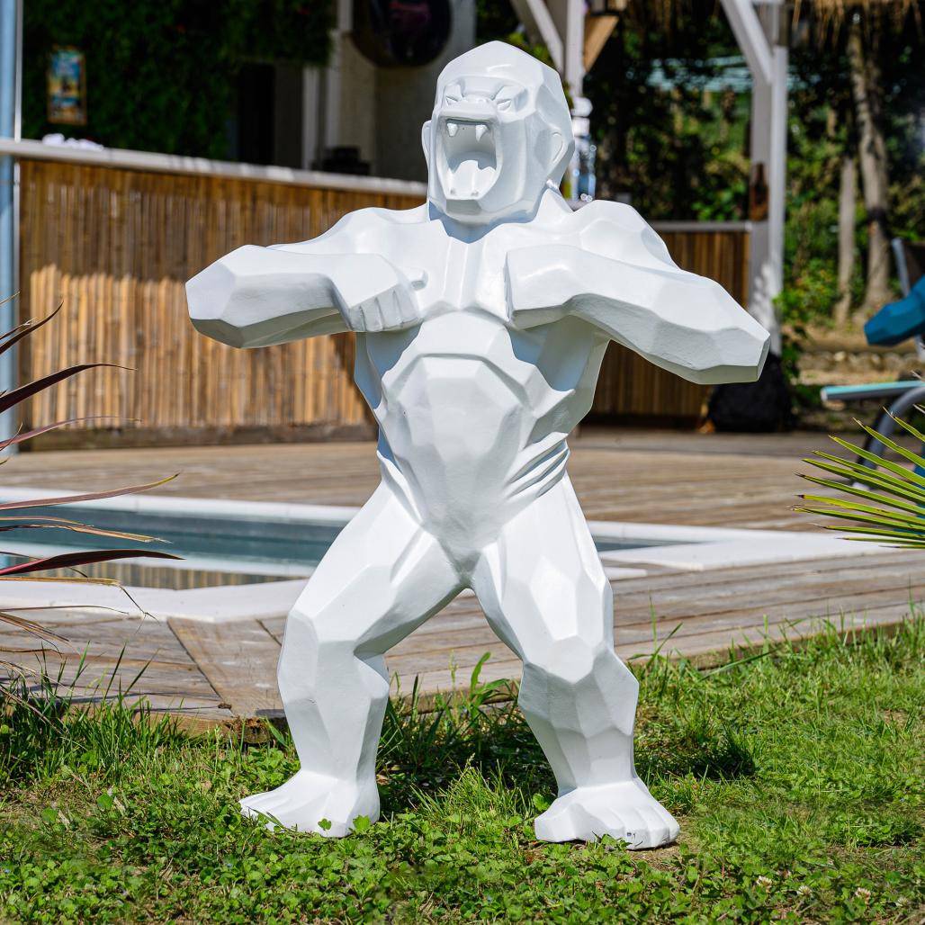 Statue origami gorille blanc 80 cm - Image 2