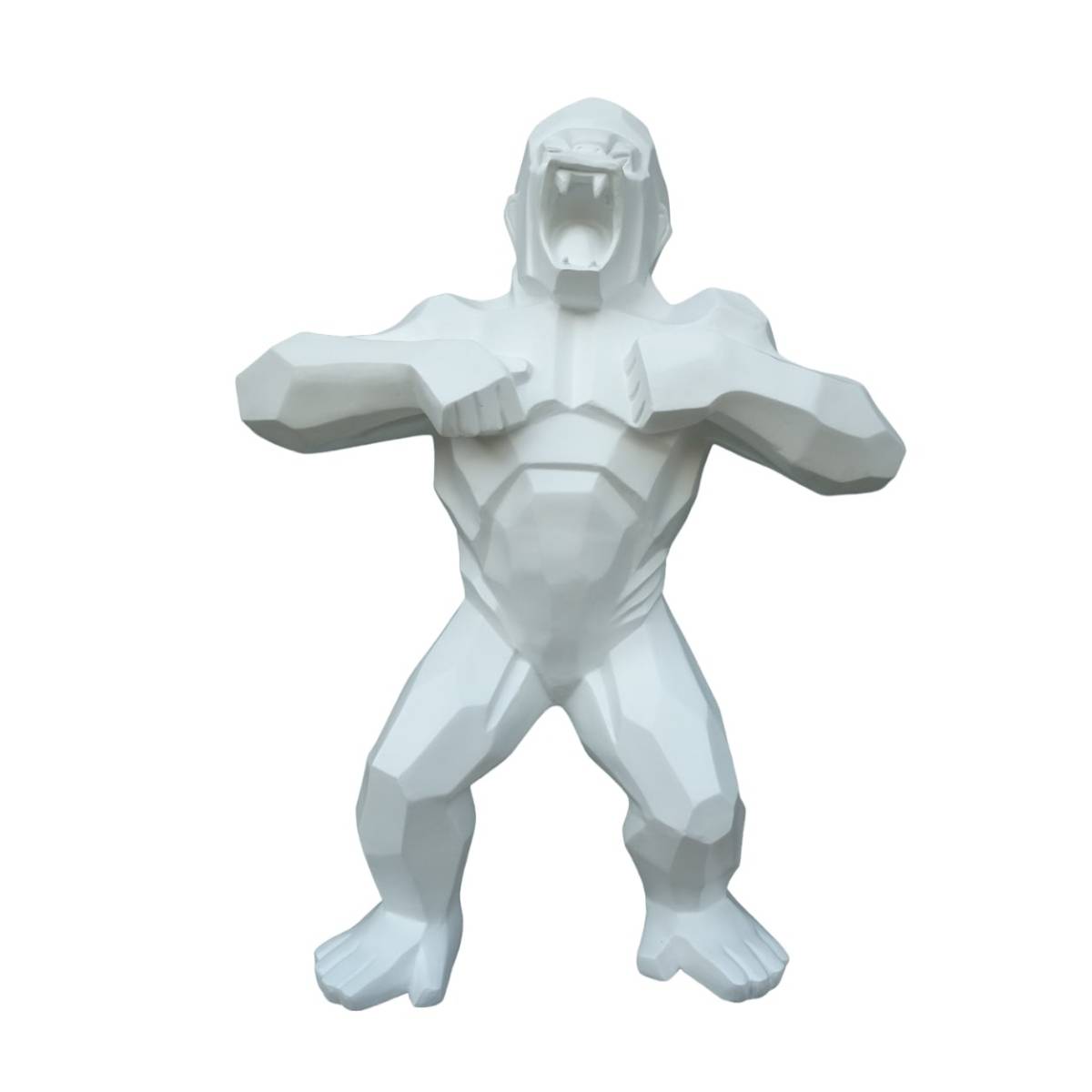 Statue origami gorille blanc 80 cm - Image 1