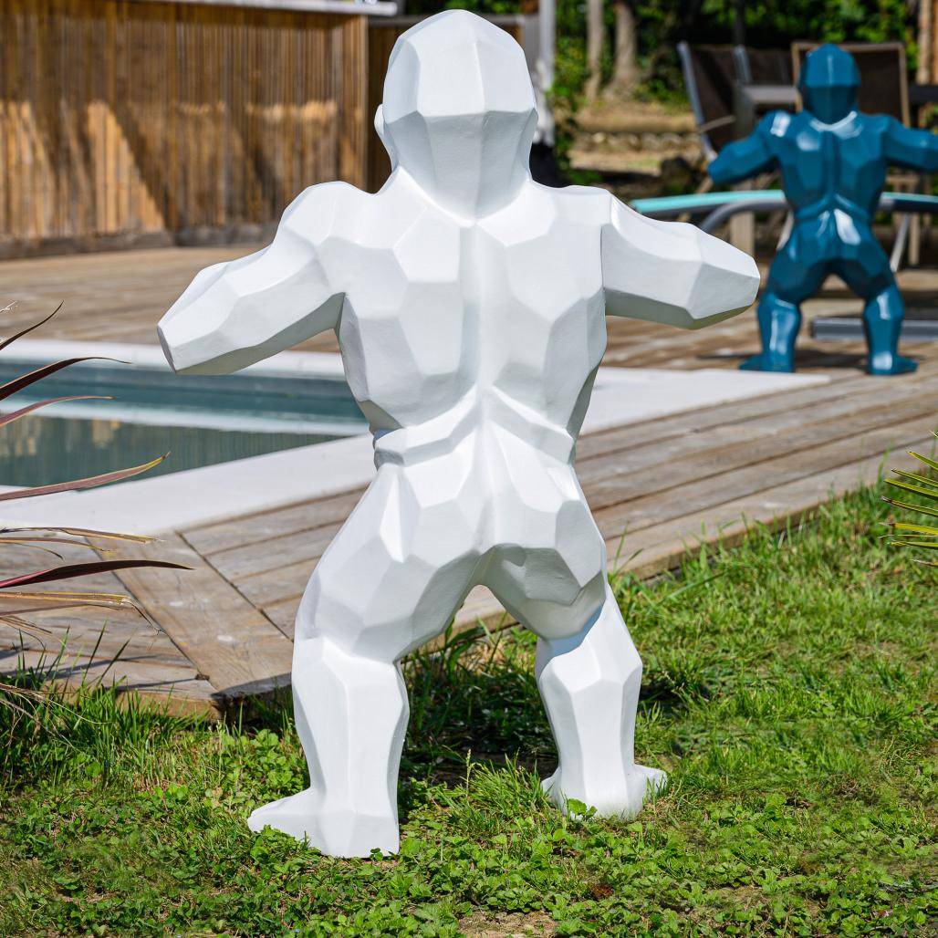 Statue origami gorille blanc 80 cm - Image 6