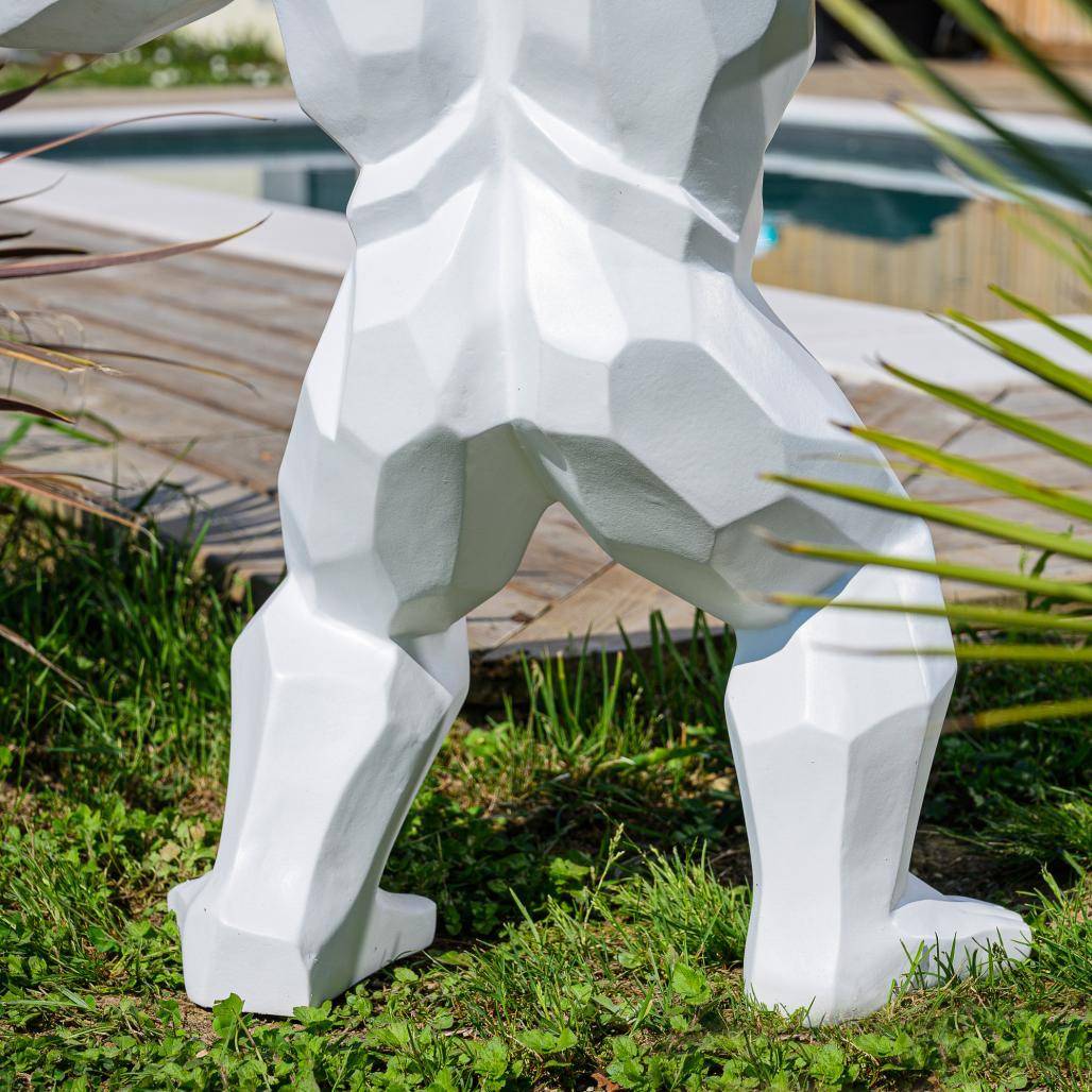 Statue origami gorille blanc 80 cm - Image 7