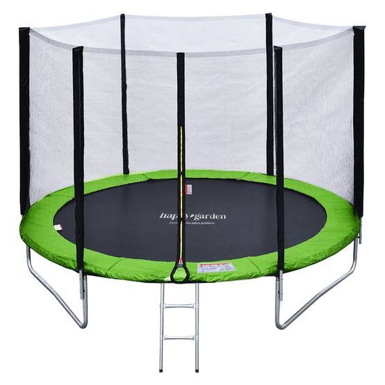Pack Premium Trampoline 245cm réversible vert / bleu CANBERRA + filet, échelle, bâche et kit d'ancrage - HAPPY GARDEN - Image 1