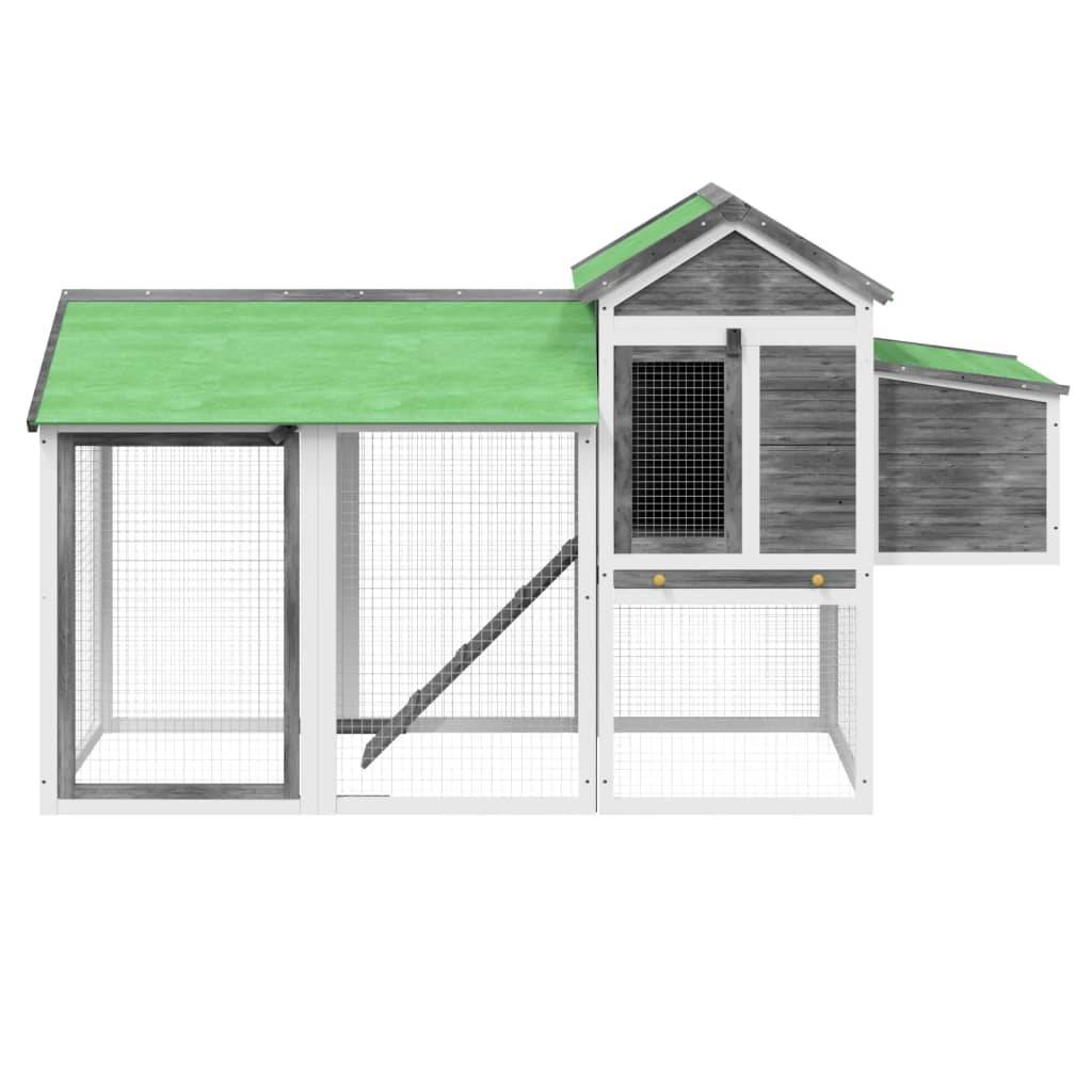 Grand Poulailler Bois Pin Massif Jardin Extérieur Parc Nichoir 193x65x117cm Gris - ComfortXL Outdoor Living - Image 3