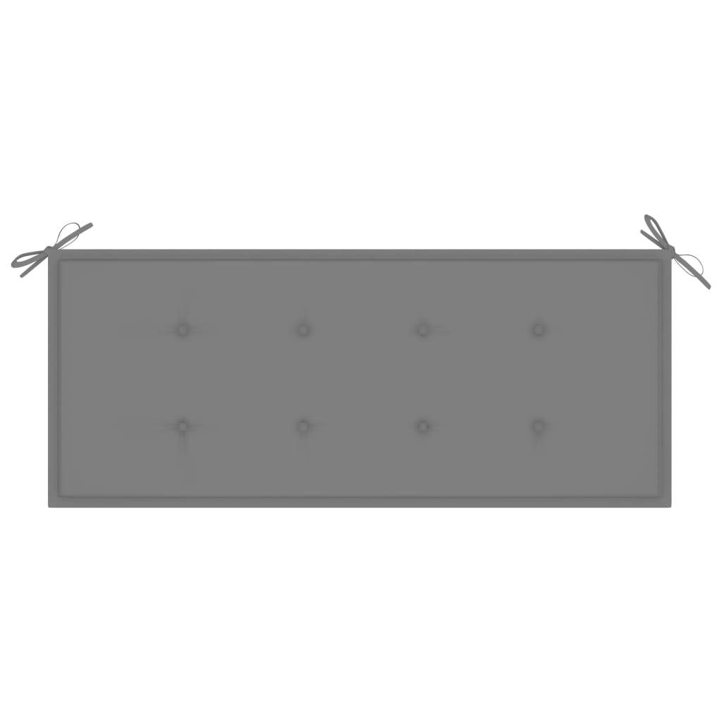 Helloshop26 - Banc de jardin meuble de patio d'extérieur terrasse avec coussin gris 120 cm bois de teck massif - Image 6