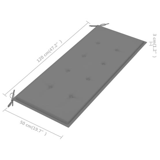 Helloshop26 - Banc de jardin meuble de patio d'extérieur terrasse avec coussin gris 120 cm bois de teck massif - Image 9