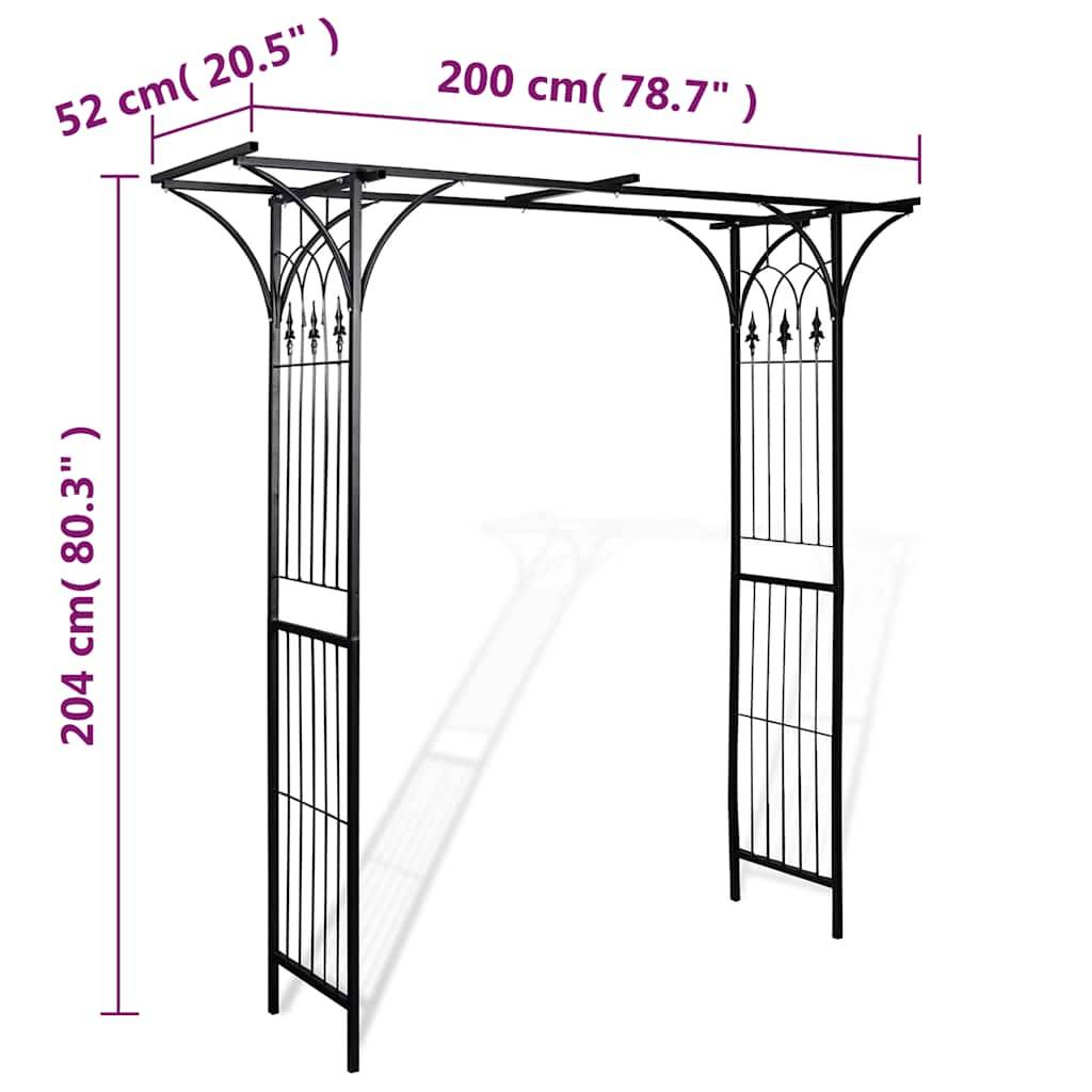 ComfortXL - Large Arche de Jardin Fer Pergola pour Entrée et Rosiers 200x52x204cm Noir - ComfortXL Outdoor Living - Image 6