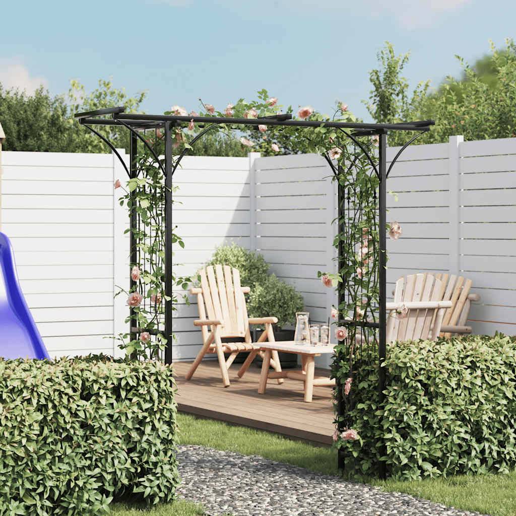 ComfortXL - Large Arche de Jardin Fer Pergola pour Entrée et Rosiers 200x52x204cm Noir - ComfortXL Outdoor Living - Image 1
