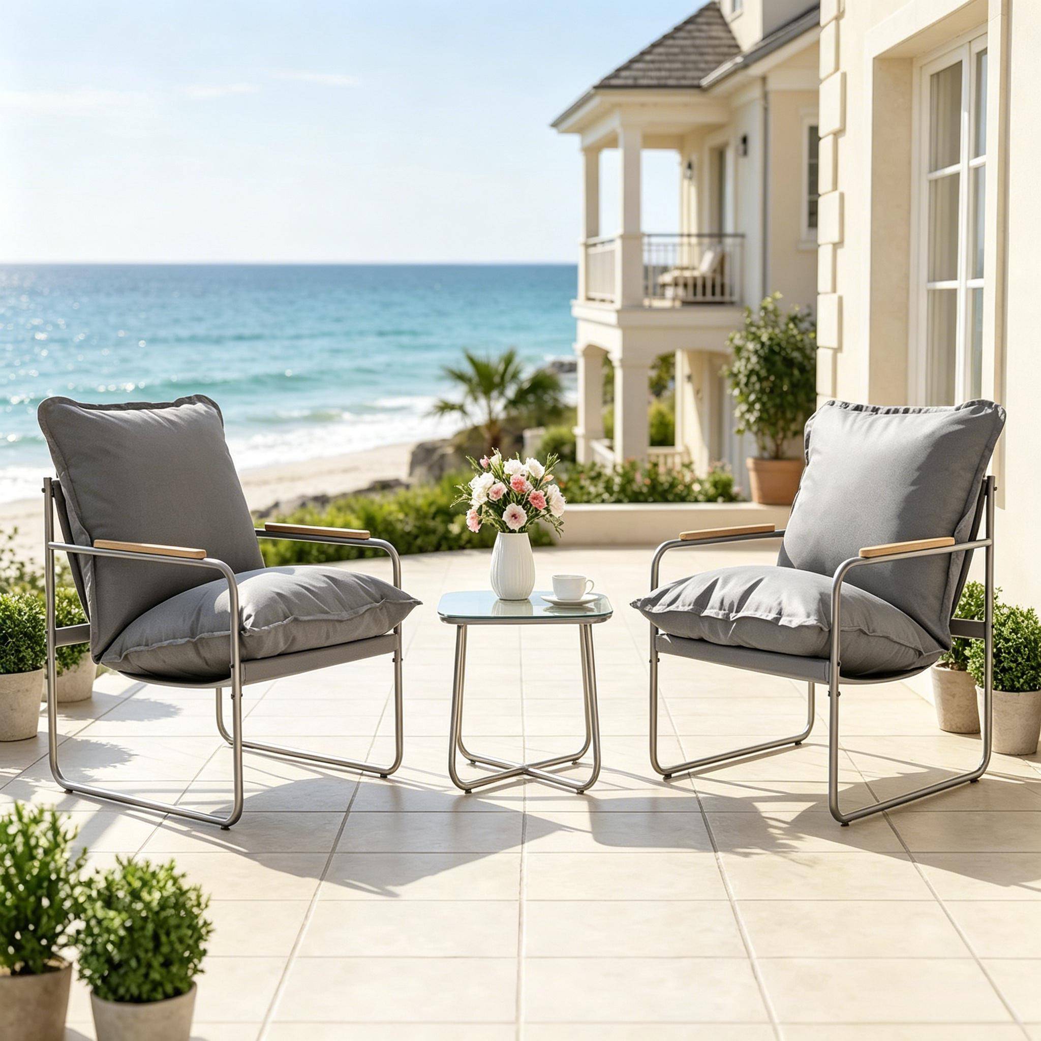 Set gris compact – résistant UV, parfait pour petits espaces