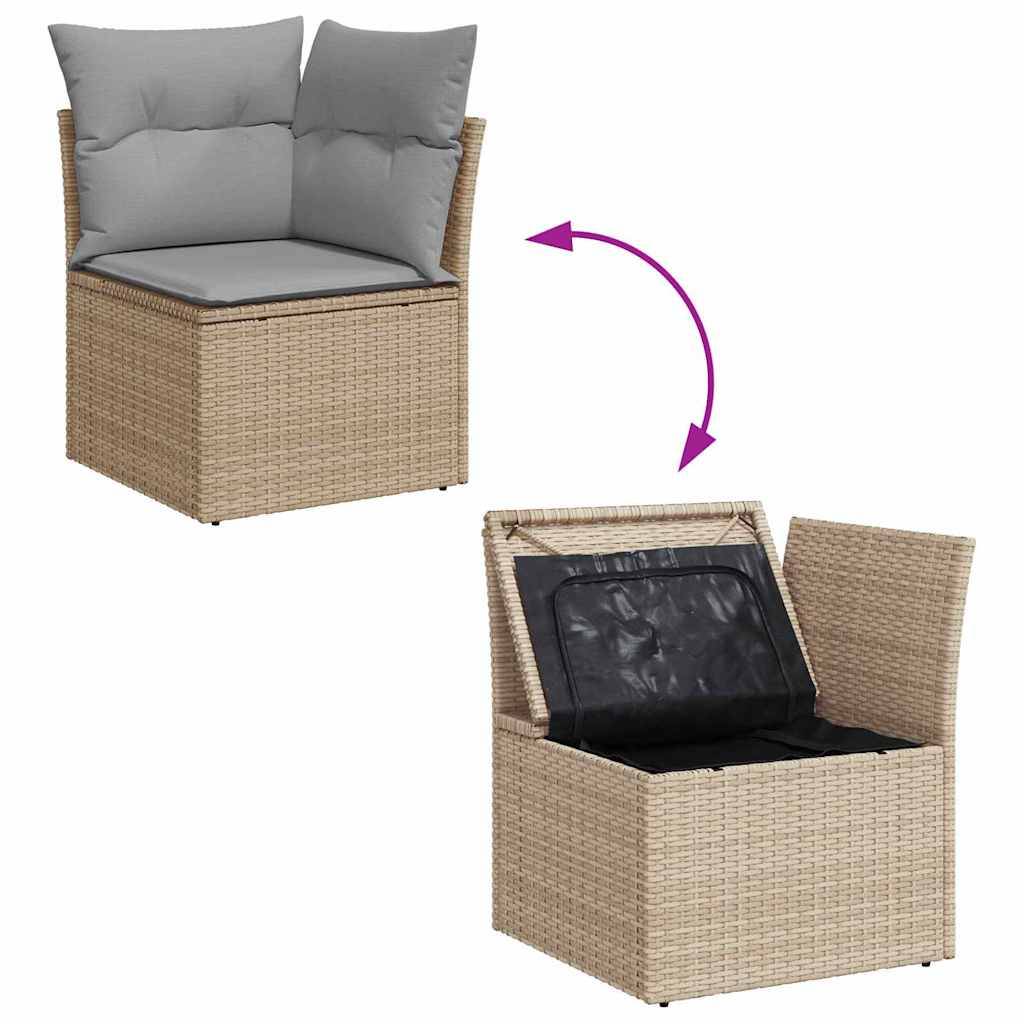 Salon de jardin 6 places avec repose-pieds et rangement intégré Beige – ComfortXL Outdoor Living - Image 3