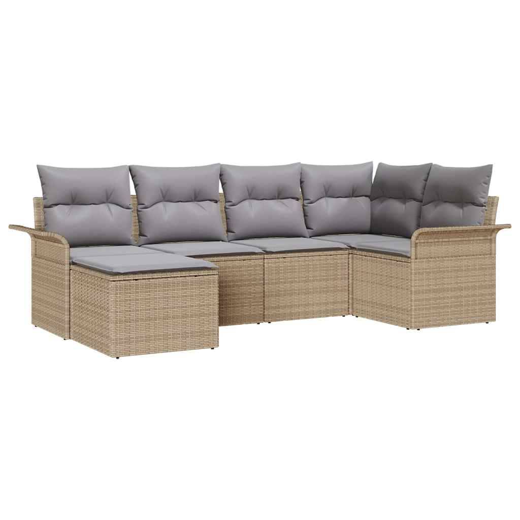 Salon de jardin 6 places avec repose-pieds et rangement intégré Beige – ComfortXL Outdoor Living - Image 2
