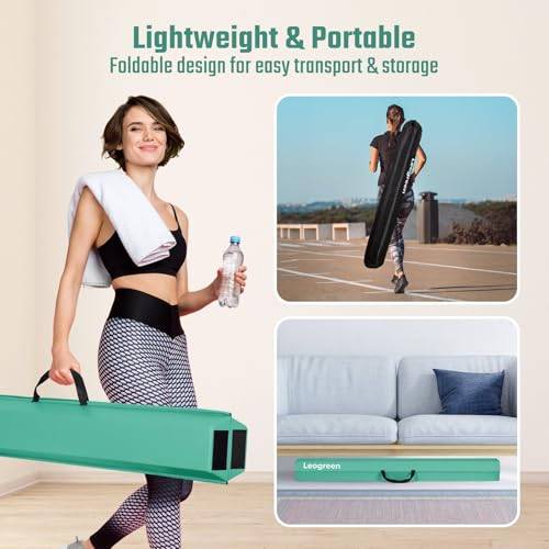 Leogreen Poutre D'équilibre Pliable 240/270 Cm En Cuir PU, Antidérapante, Avec Noyau EVA Haute Densité, Pour Gymnastes Enfants Et Adultes