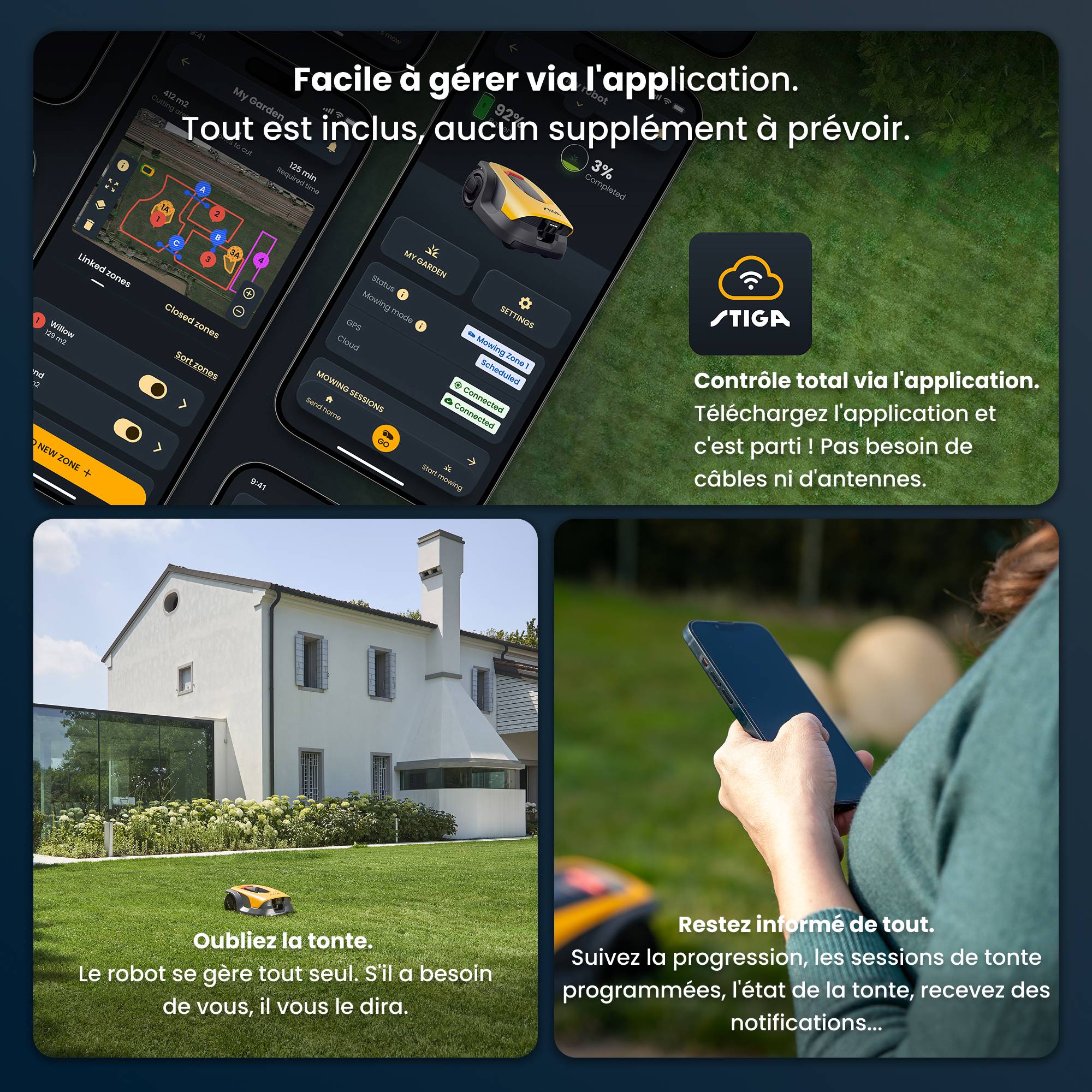 Stiga - Robot Tondeuse Sans Fil A 25V, 25,2 V, 18 cm, 5 Ah, GPS-RTK, Caméra IA, jusqu'à 2 500 m² - STIGA - Image 6
