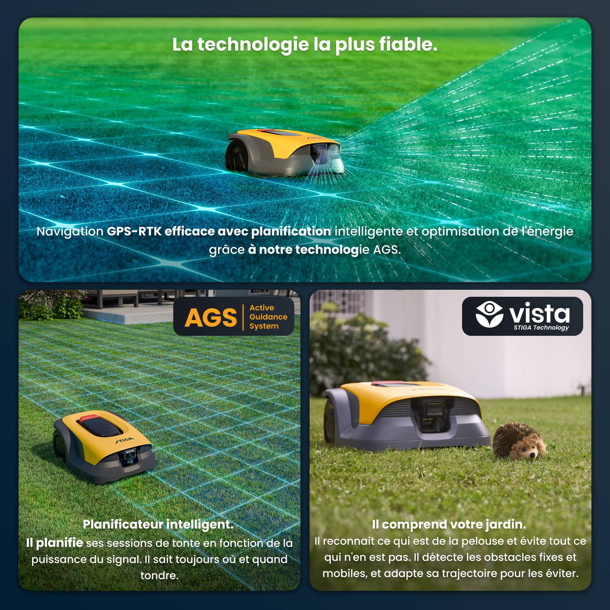 Stiga - Robot Tondeuse Sans Fil A 25V, 25,2 V, 18 cm, 5 Ah, GPS-RTK, Caméra IA, jusqu'à 2 500 m² - STIGA - Image 7