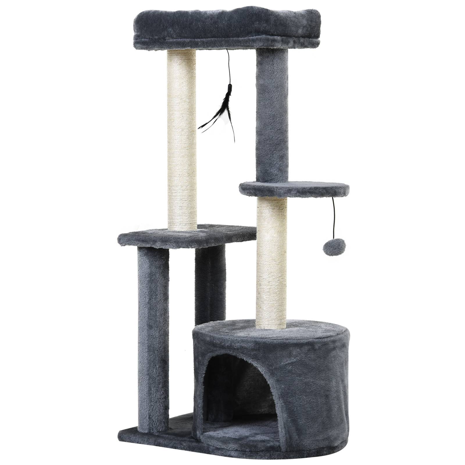 ComfortXL - Arbre à chat bois gris 48 x 35 x 100 cm intérieur avec sisal niche plateformes jouets - ComfortXL Outdoor Living - Image 1