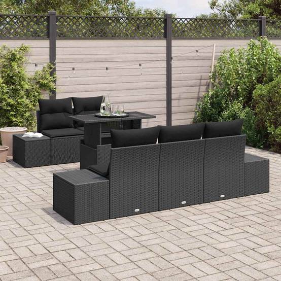 Salon de Jardin Noir 6 Pièces avec Canapés Latéraux Style Moderne – ComfortXL Outdoor Living - Image 3