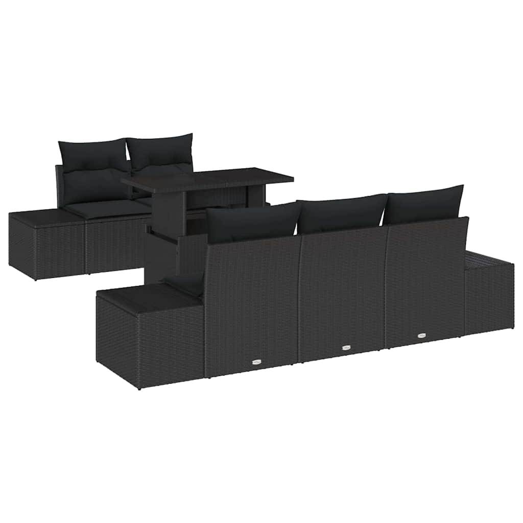 Salon de Jardin Noir 6 Pièces avec Canapés Latéraux Style Moderne – ComfortXL Outdoor Living - Image 2