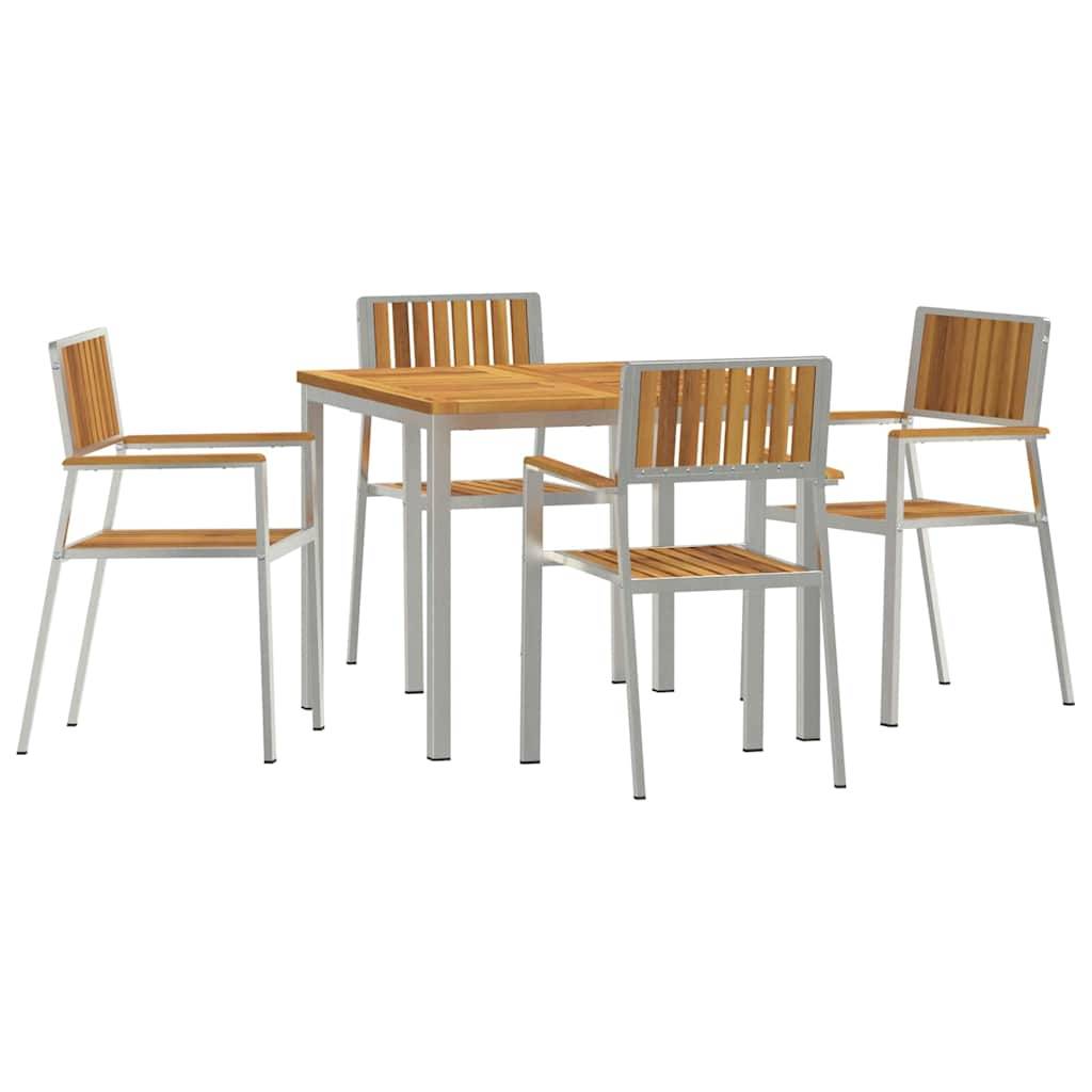 Ensemble de repas extérieur bois d'acacia massif marron 200 x 90 x 75 cm, Poids :39.6kg - PANGIVO - Image 2