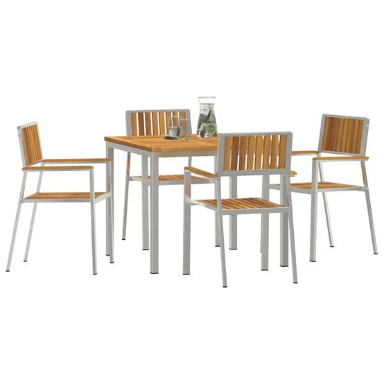 Ensemble de repas extérieur bois d'acacia massif marron 200 x 90 x 75 cm, Poids :39.6kg - PANGIVO - Image 3