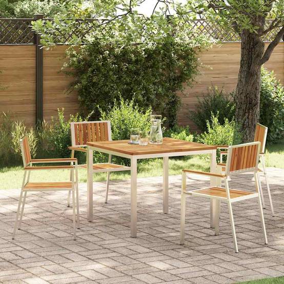Ensemble de repas extérieur bois d'acacia massif marron 200 x 90 x 75 cm, Poids :39.6kg - PANGIVO - Image 1