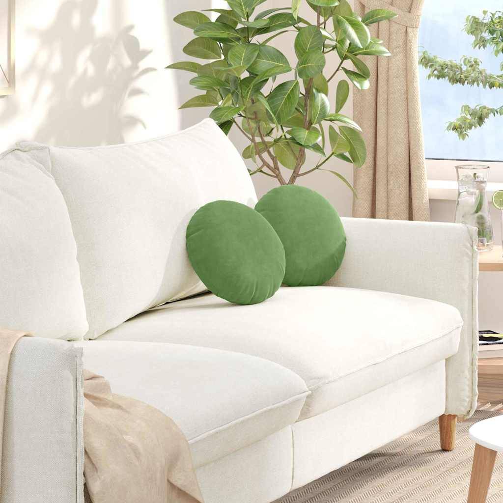 Lot de 2 Coussins de Siège Ronds Velours Moelleux Housses Lavables pour Intérieur Vert Clair Ø40 cm – ComfortXL Outdoor Living - Image 1