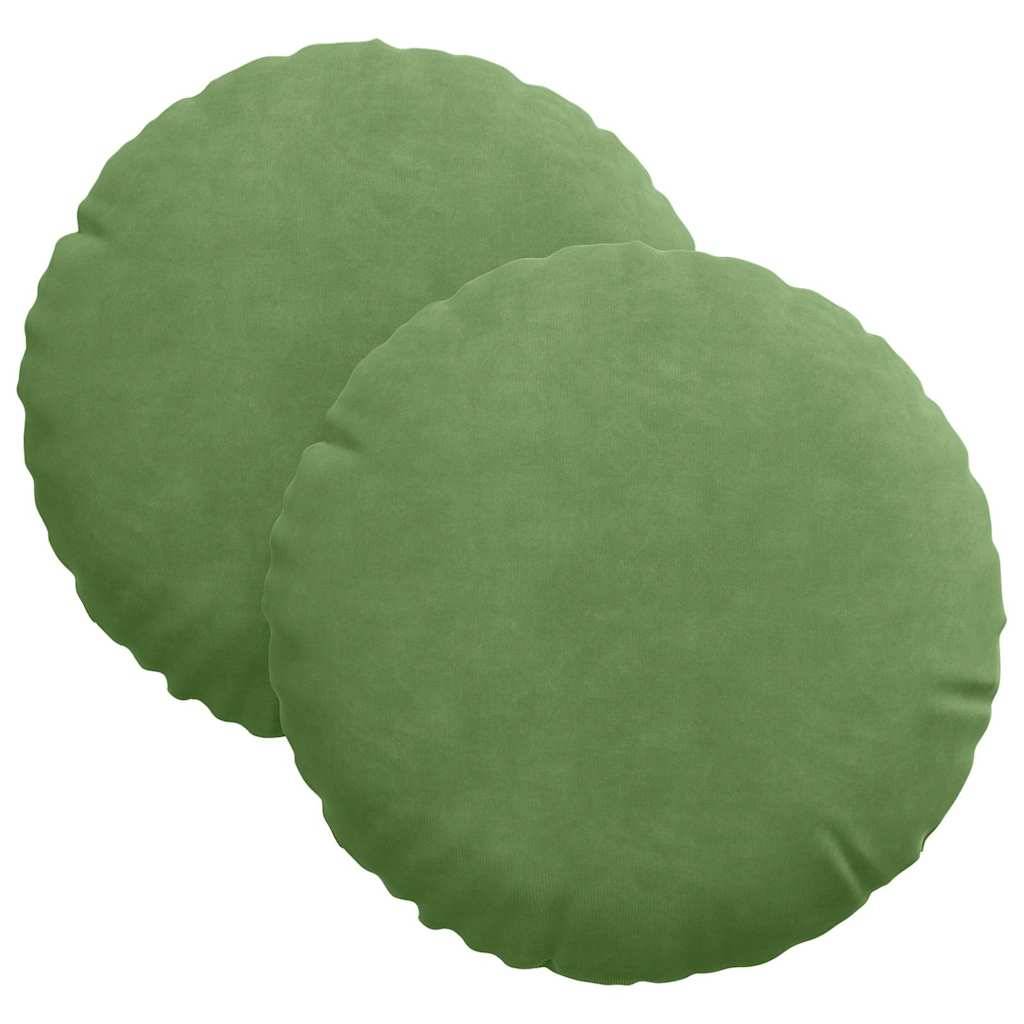 Lot de 2 Coussins de Siège Ronds Velours Moelleux Housses Lavables pour Intérieur Vert Clair Ø40 cm – ComfortXL Outdoor Living - Image 2