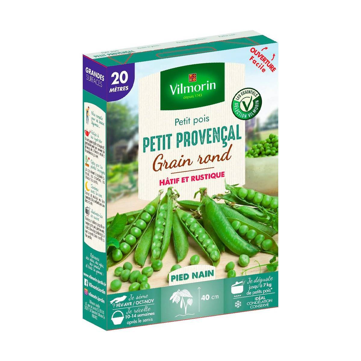 Vilmorin - Graines de Petit Pois Petit Provencal 20 mètres