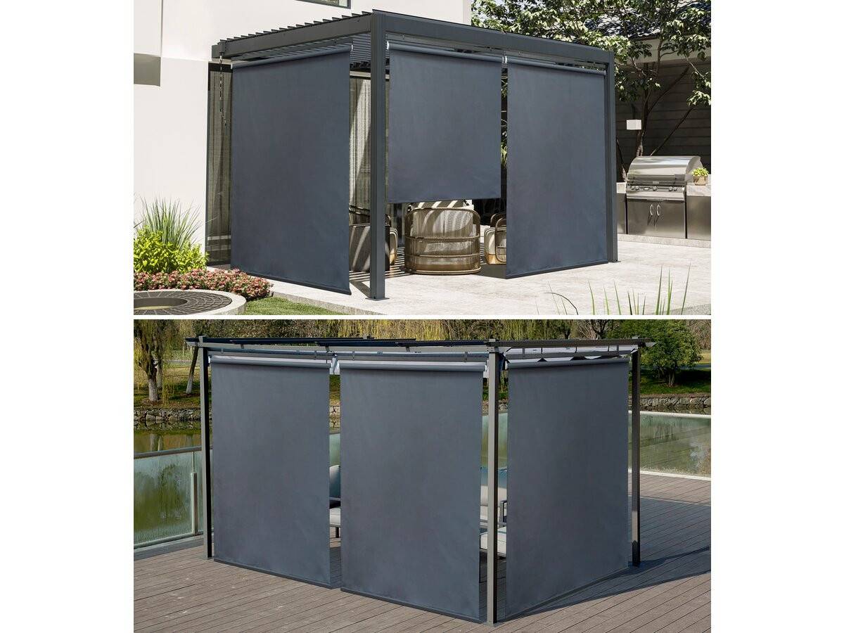 Lot De 3 Stores Rétractables Pergola - 124 X 225 Cm - Gris Anthracite -habitat Et Jardin - Image 2