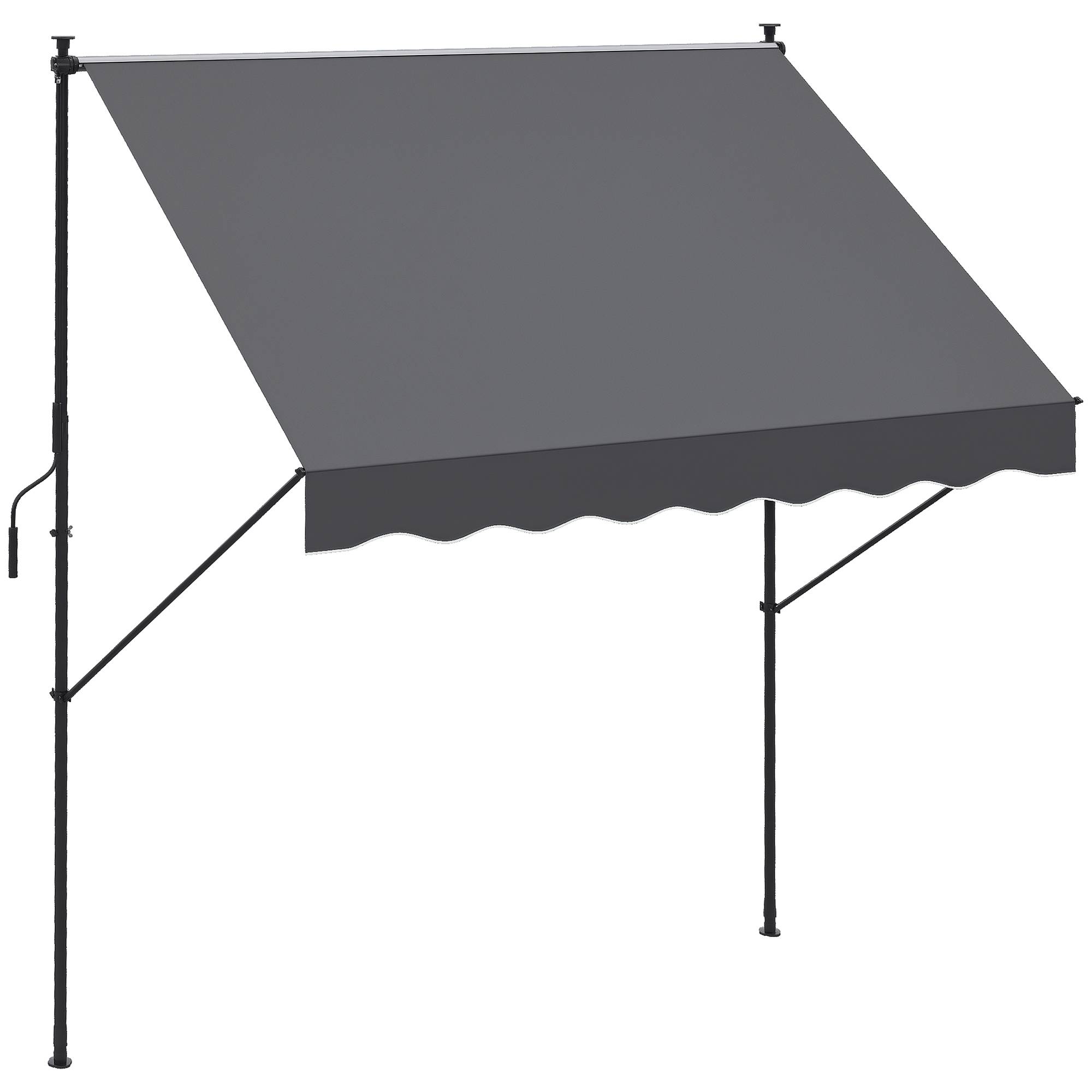 Store banne rétractable manuelle 200 x 175 x 210-310 cm, réglable par manivelle, protection solaire UV40+, gris, pour balcon et terrasse - Image 1