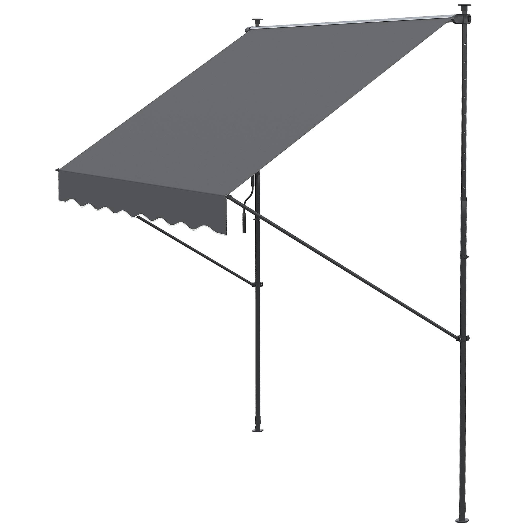 Store banne rétractable manuelle 200 x 175 x 210-310 cm, réglable par manivelle, protection solaire UV40+, gris, pour balcon et terrasse - Image 2
