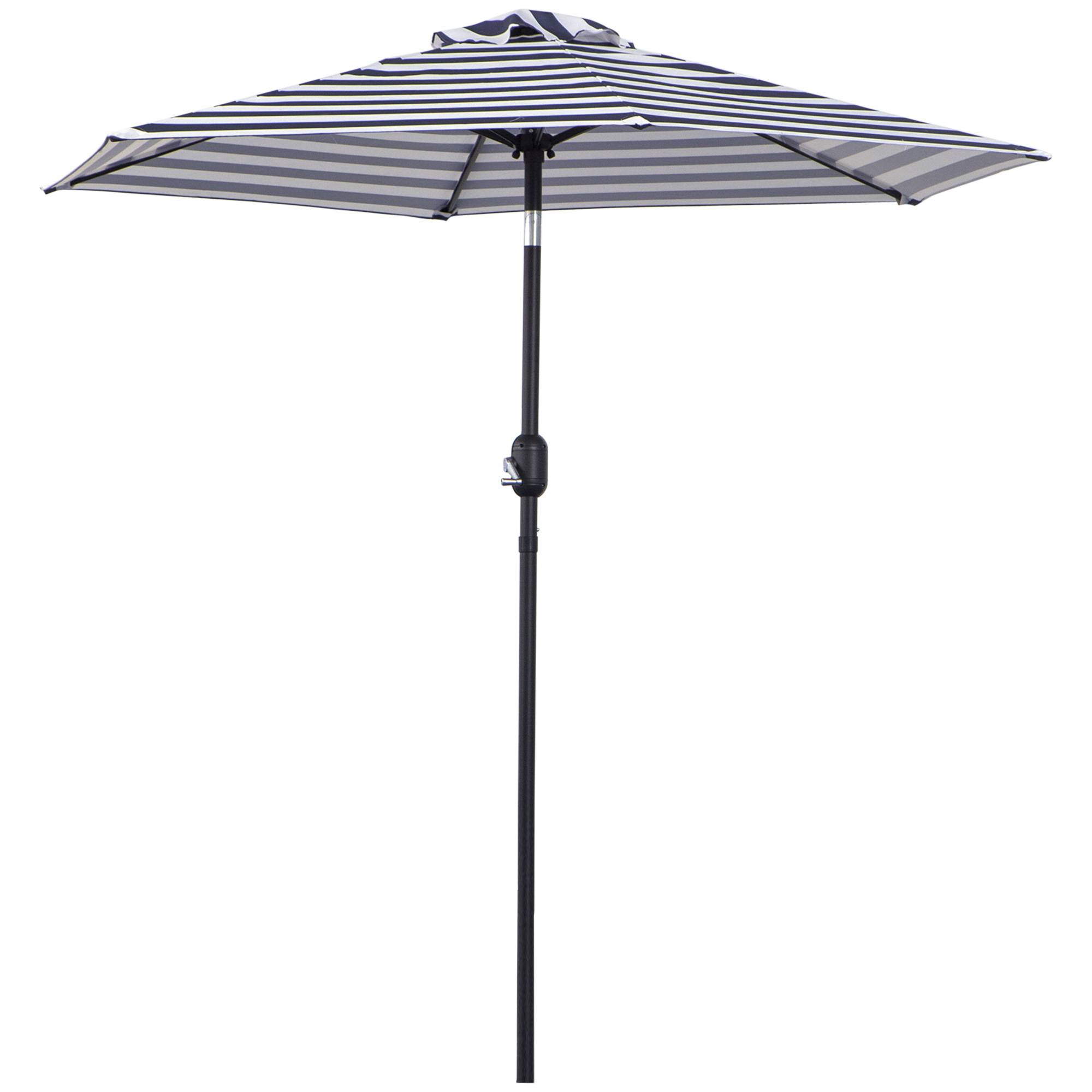 Parasol bleu et blanc Ø230x216 cm avec angle réglable et toile imperméable, parasol balcon terrasse extérieur - Image 2