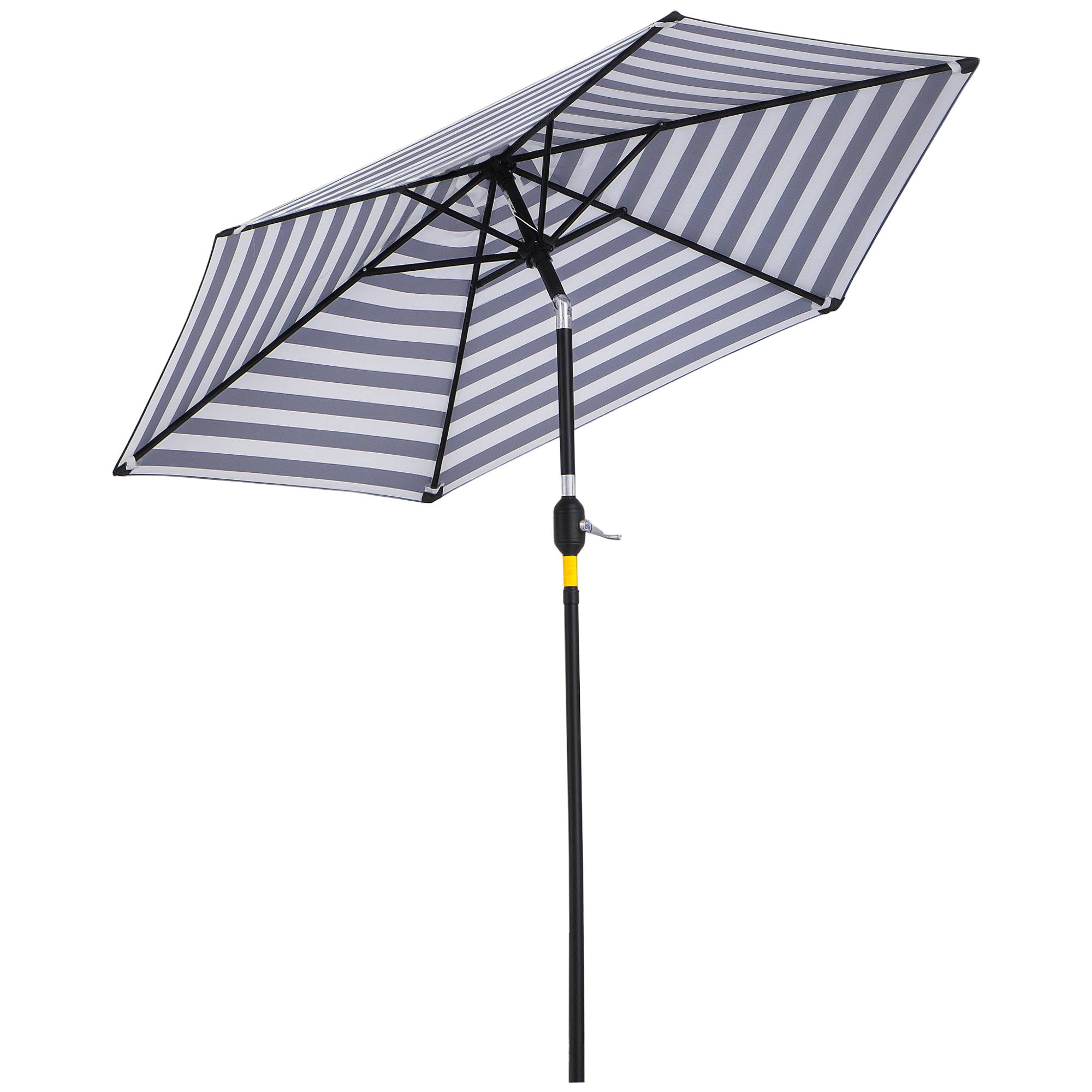 Parasol bleu et blanc Ø230x216 cm avec angle réglable et toile imperméable, parasol balcon terrasse extérieur - Image 1