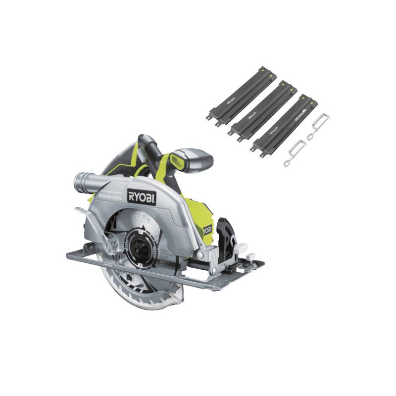 Ryobi - Pack RYOBI - Scie circulaire R18CS7-0 - brushless 18V One+ - 60mm - sans batterie ni chargeur - Guide de coupe RAK03SR - Image 1