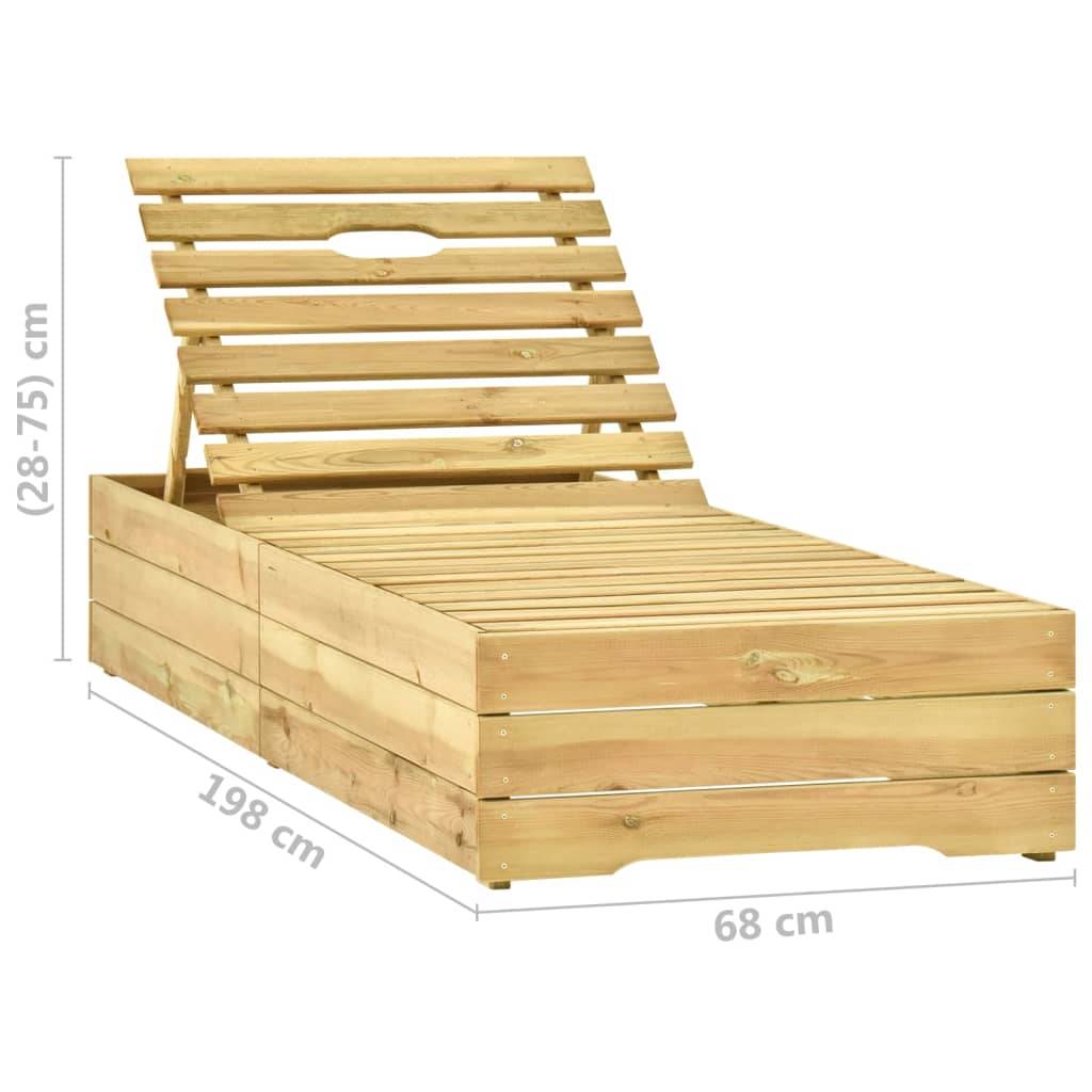 Chaise longue | Transat | Bain de soleil de jardin avec table et coussin Pin imprégné - Image 10