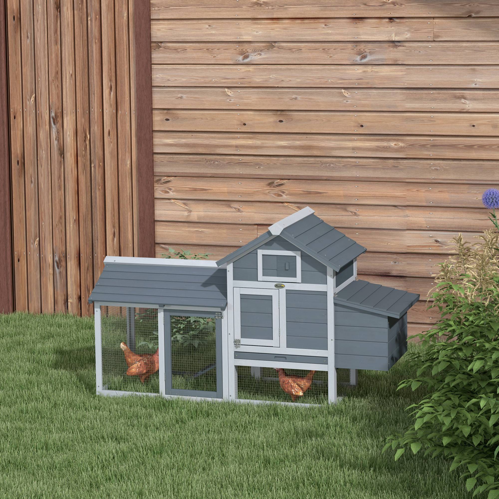 Petit poulailler cottage cage à poules sur pied dim. 150,5L x 54l x 87H cm multi-équipement bois massif de sapin - Image 3