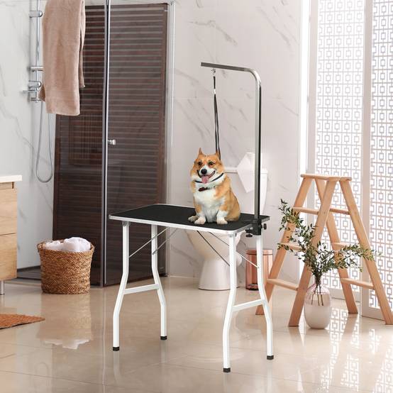 Table de toilettage pour chien pliable avec potence réglable et plateau antidérapant – ComfortXL Outdoor Living - Image 1