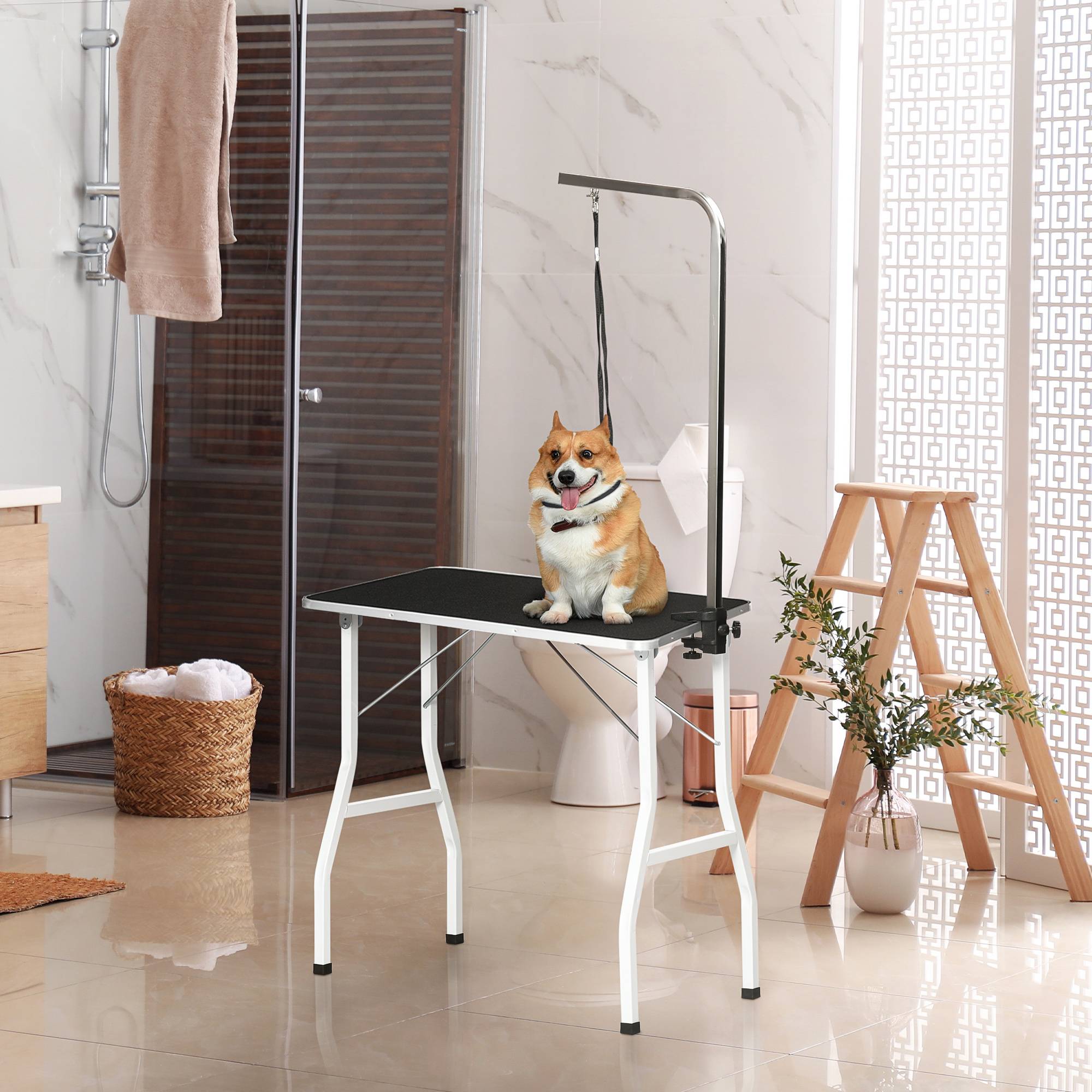 Table de toilettage pour chien pliable avec potence réglable et plateau antidérapant – ComfortXL Outdoor Living - Image 1