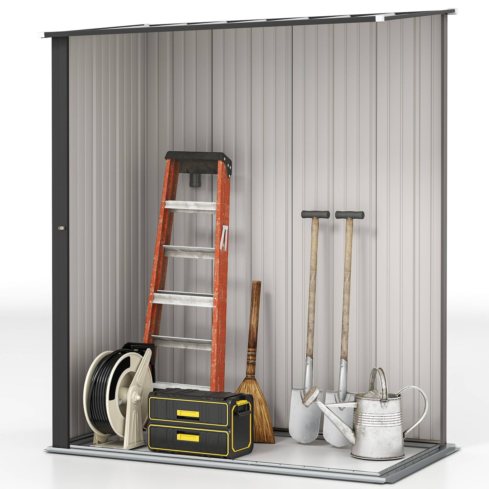 ComfortXL - Abri de jardin acier galvanisé gris clair 161,5 x 94,5 cm porte verrouillable - ComfortXL Outdoor Living - Image 9