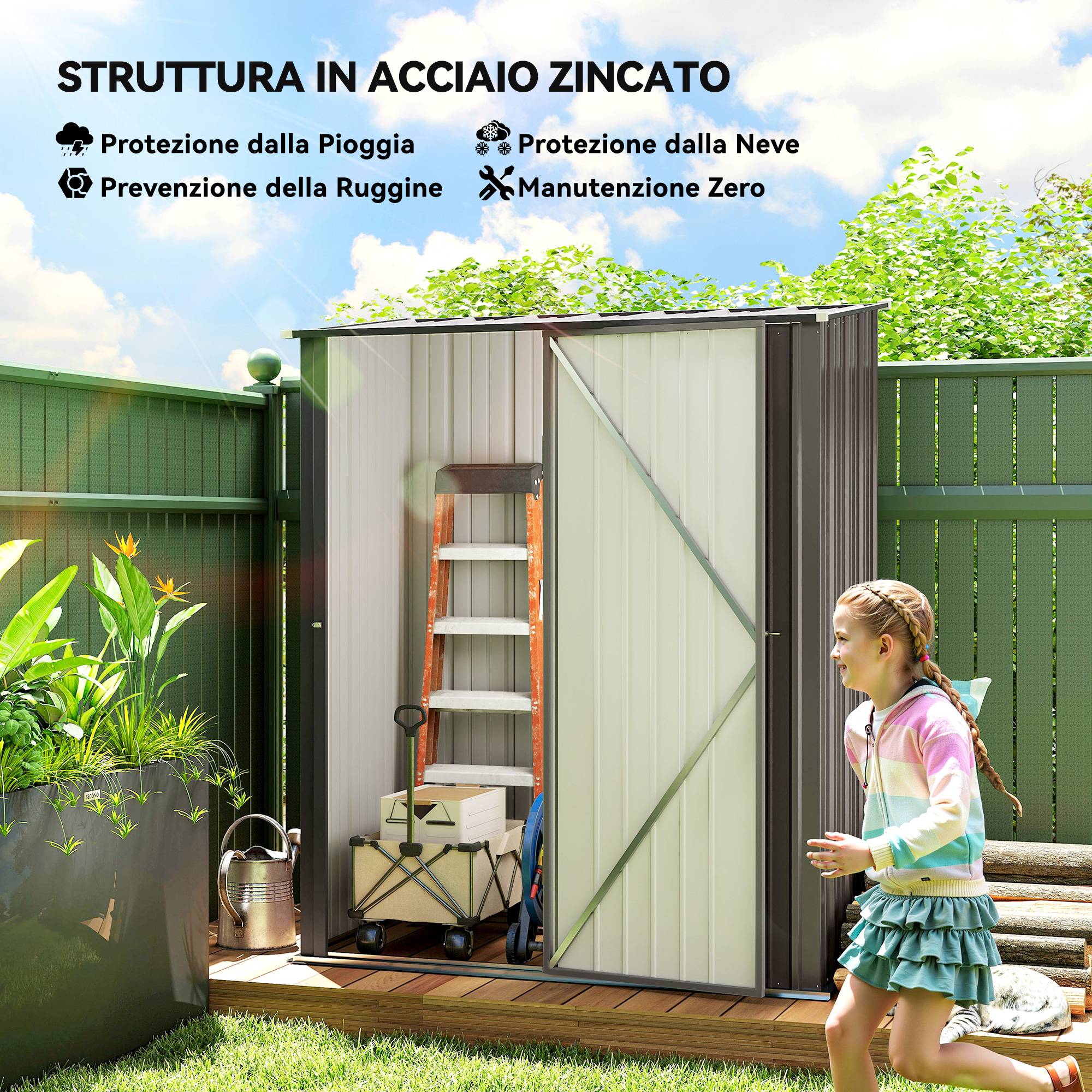 ComfortXL - Abri de jardin acier galvanisé gris clair 161,5 x 94,5 cm porte verrouillable - ComfortXL Outdoor Living - Image 6