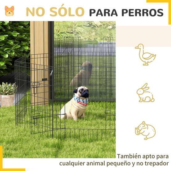 Parc pour chien 8 panneaux 76 x 61 cm, forme personnalisée, avec porte et double verrouillage, pour jardin ou terrasse, noir - Image 7