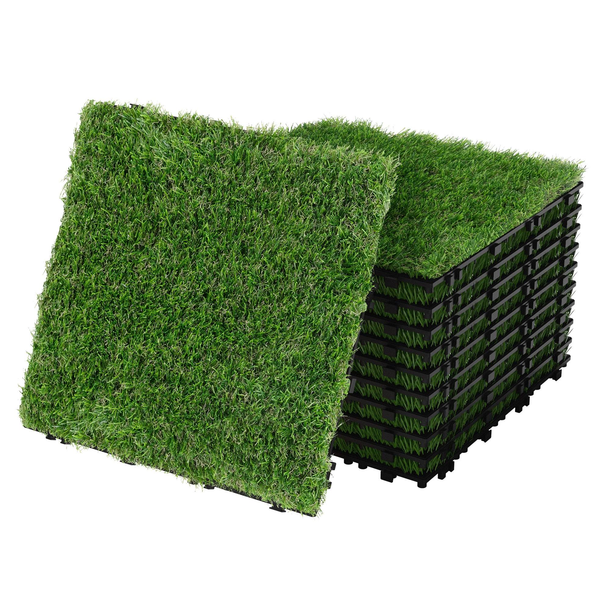 Dalles gazon synthétique 30x30 cm lot de 33 pièces 3m² clipsables avec drainage pelouse artificielle résistante UV jardin terrasse balcon intérieur - Image 1