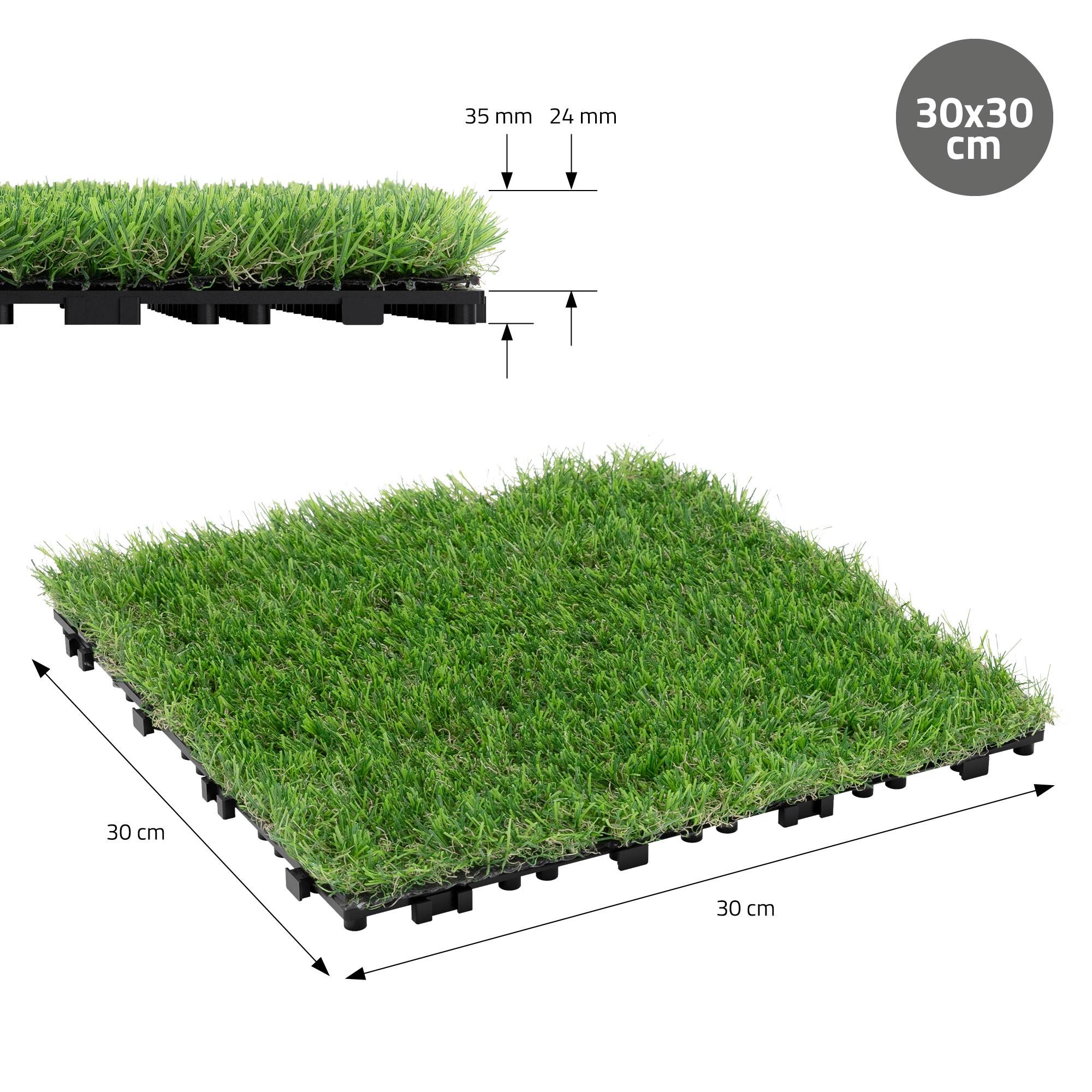 Dalles gazon synthétique 30x30 cm lot de 33 pièces 3m² clipsables avec drainage pelouse artificielle résistante UV jardin terrasse balcon intérieur - Image 7