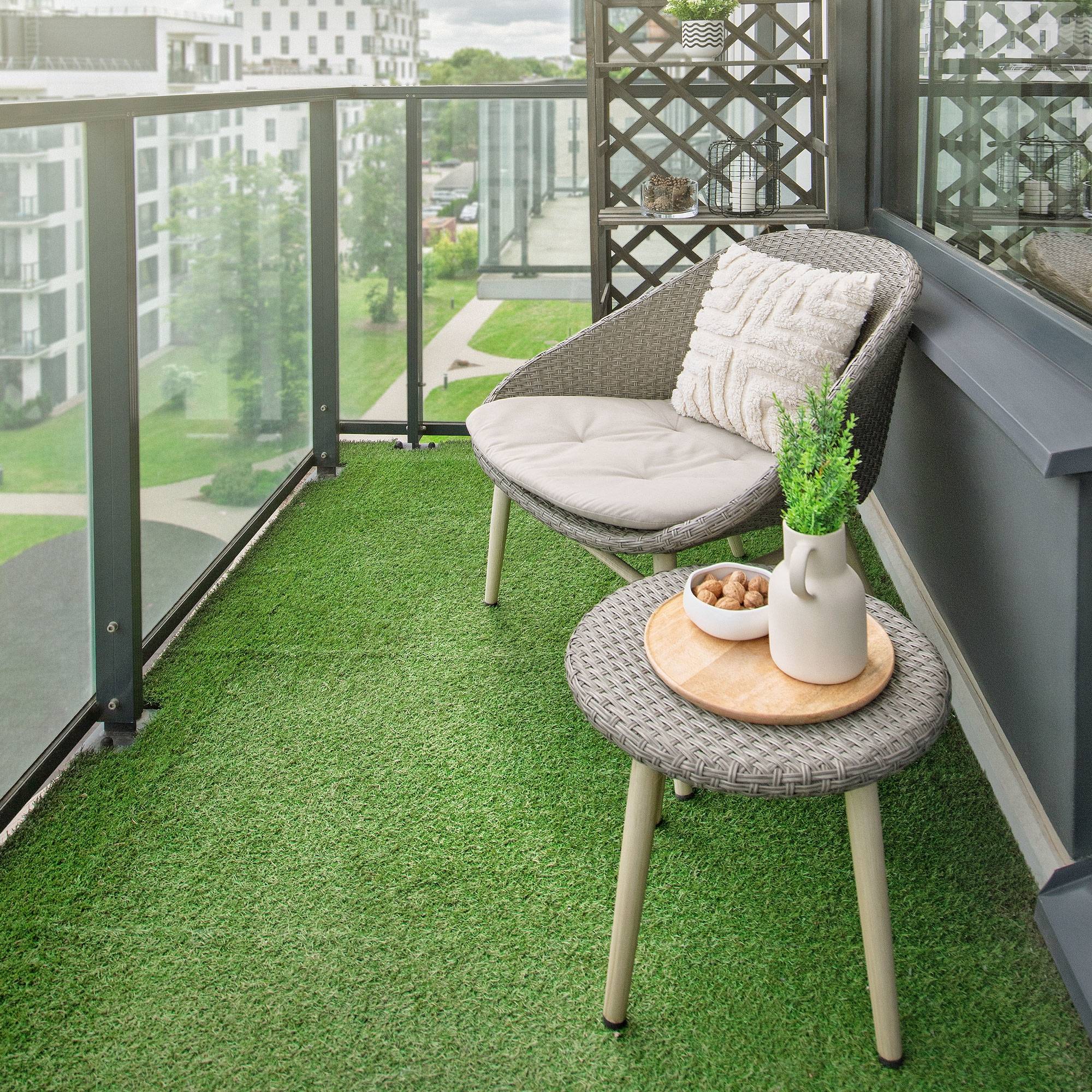 Dalles gazon synthétique 30x30 cm lot de 33 pièces 3m² clipsables avec drainage pelouse artificielle résistante UV jardin terrasse balcon intérieur - Image 8