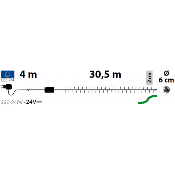 Lotti - Guirlande 30M 1500 LED Mini BOA multicolore minuteur 8 programmes câble vert foncé  Lotti - Image 2