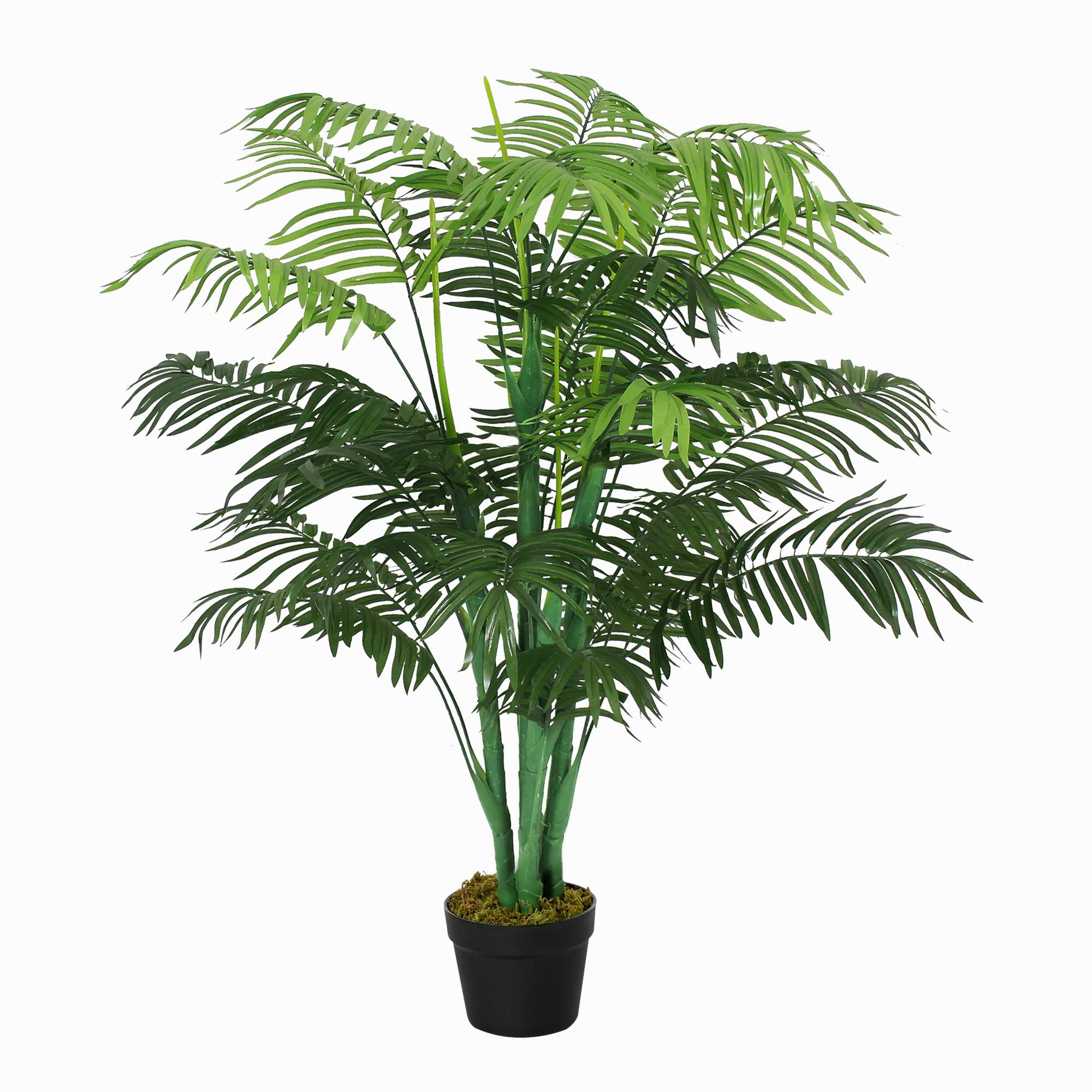 Palmier artificiel 125 cm, plante artificielle avec 18 palmes en pot, salon balcon