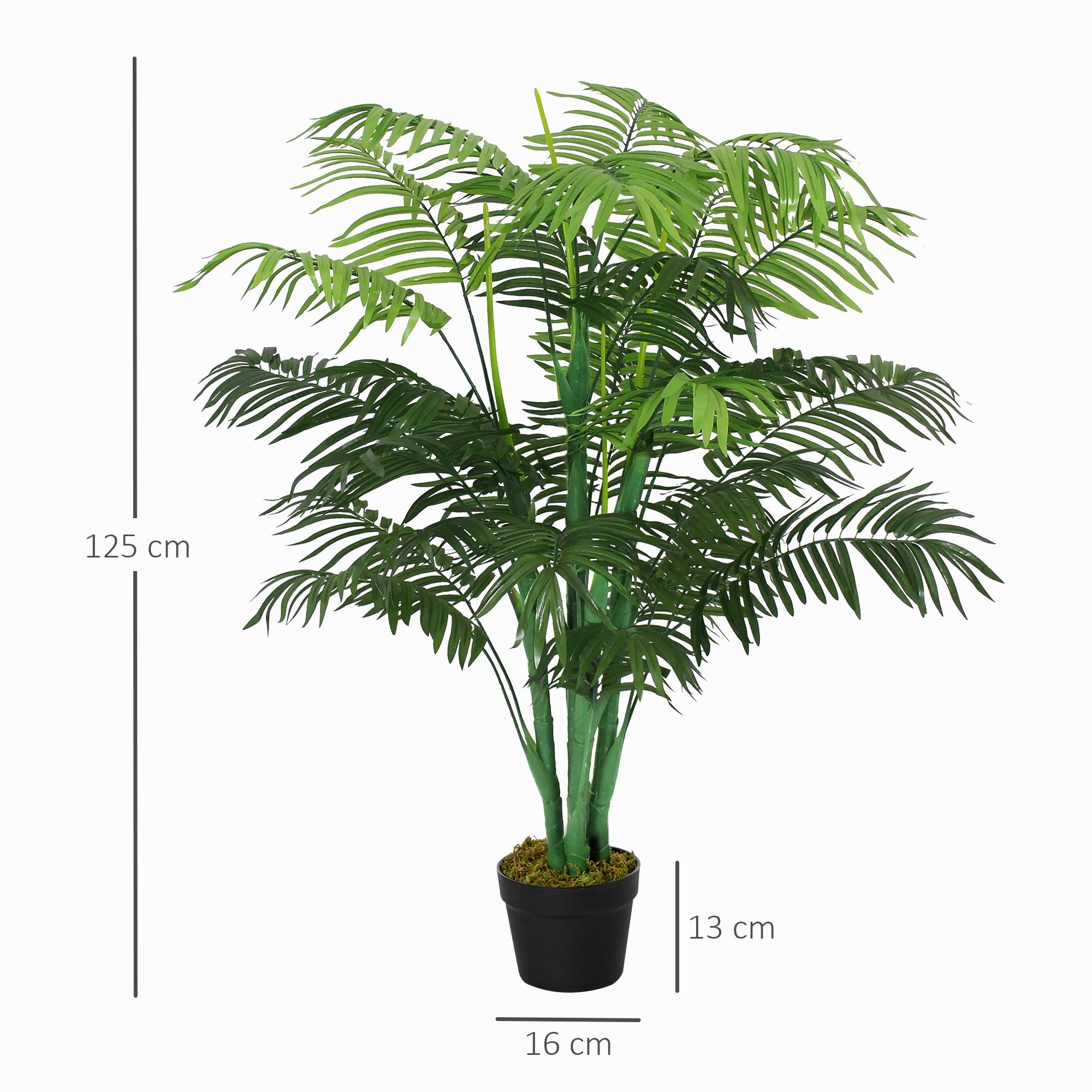 Palmier artificiel 125 cm, plante artificielle avec 18 palmes en pot, salon balcon - Image 4