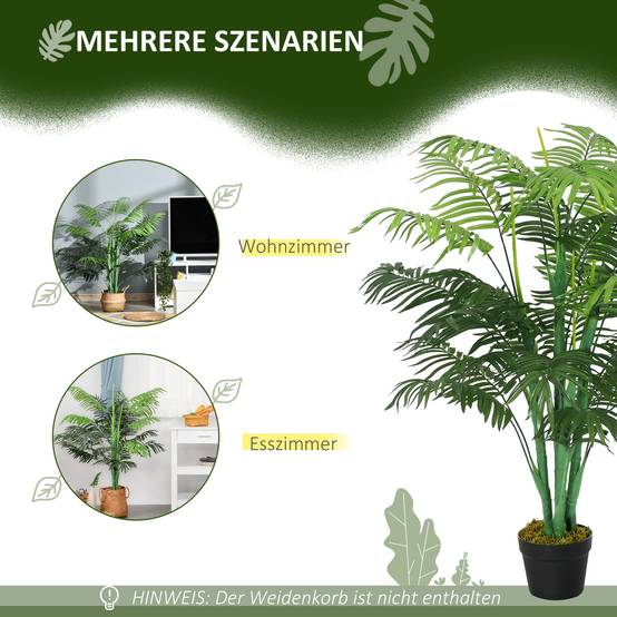 Palmier artificiel 125 cm, plante artificielle avec 18 palmes en pot, salon balcon - Image 5