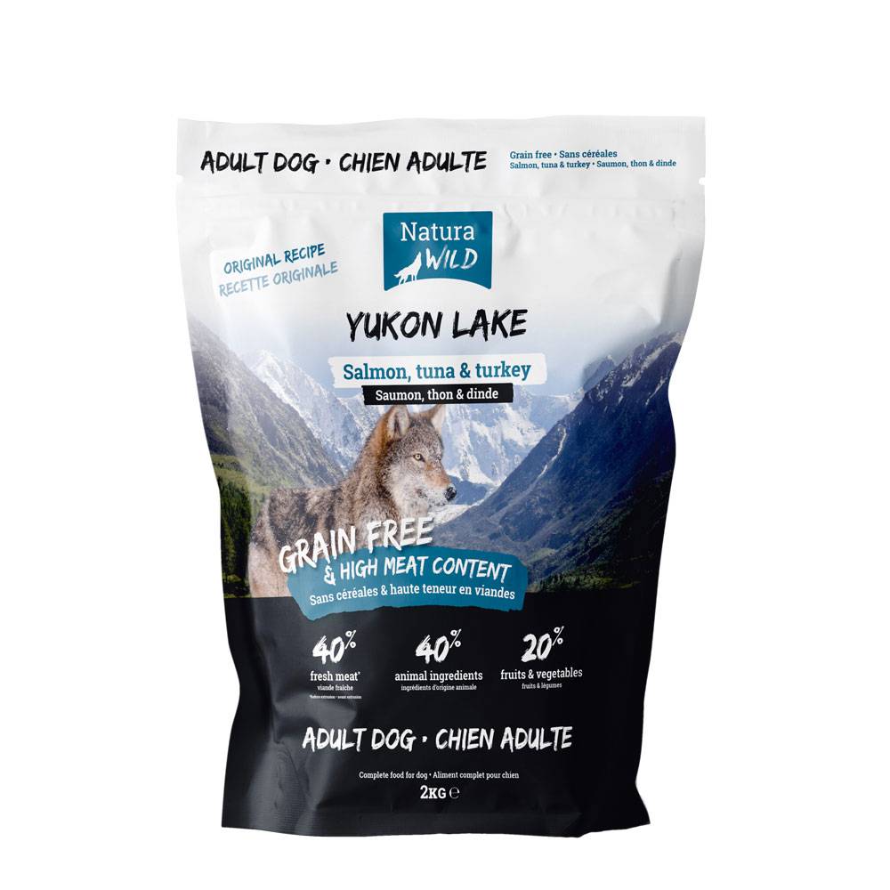 0 - Croquettes sans céréales au saumon pour chien adulte Natura Wild Yukon Lake 2kg