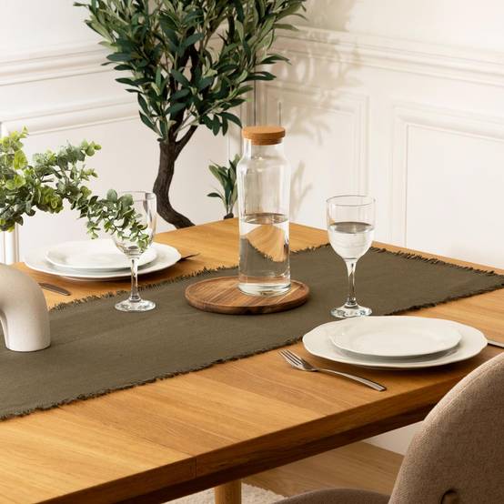 Chemin de Table "Maha" 38x140cm Vert Kaki - Image 3