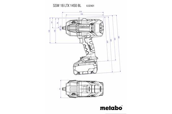 Metabo - Boulonneuse à chocs 18 V sans fil SSW 18 LTX 1450 BL Pick+Mix - sans batterie - Image 2