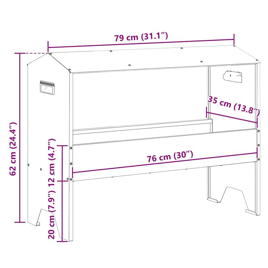 Vidaxl - Trough d'alimentation pour le bétail Argent 79 x 35 x 62 cm vidaXL 874629 - Image 3