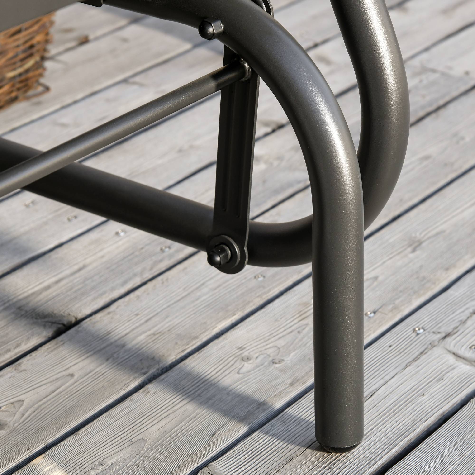 Fauteuil à bascule métal jardin balcon assise ergonomique 70x66x85cm noir - ComfortXL Outdoor Living - Image 10